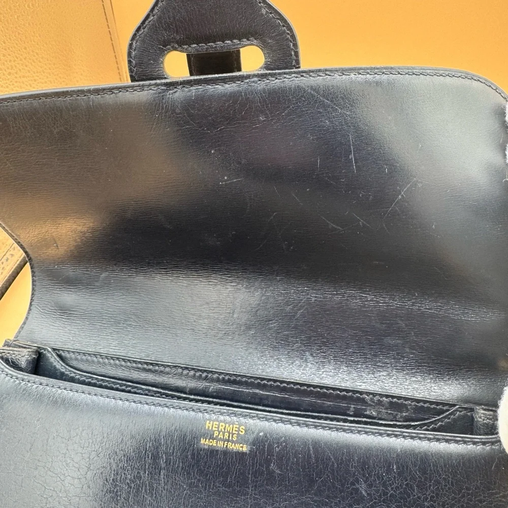 Hérmes Box Dolly Navy Leather Shoulder Bag - Picture 10 of 12